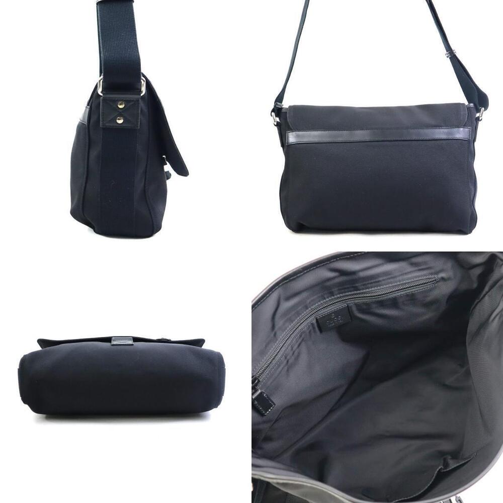 Gucci Bag stripe signature Black Leather Web Messenger Black